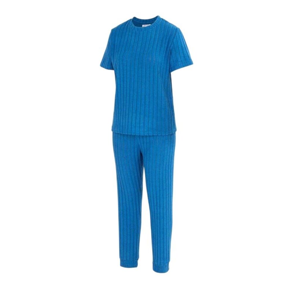 Miso Womens/Ladies Cotton Blend Short-Sleeved Pajama Set / Blue
